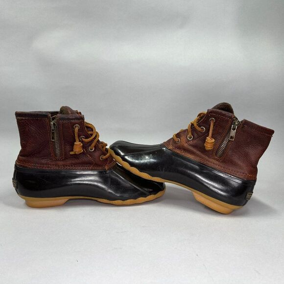 Sperry Women's Size 7.5 Saltwater Brown Leather Duck Boots - Picture 8 of 13